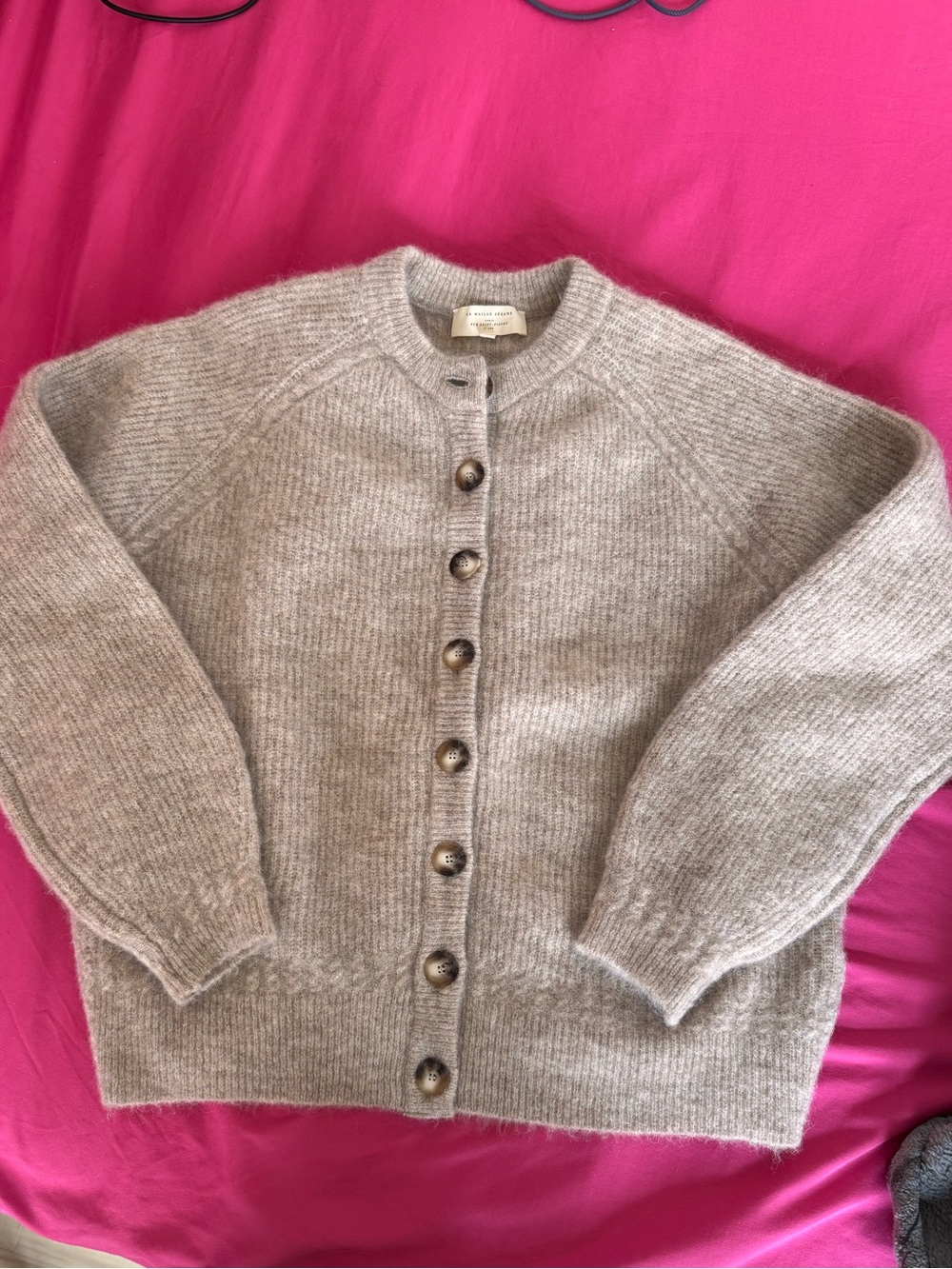 Sezane Othello Light Beige Button-Up Women's Sweater Cardigan